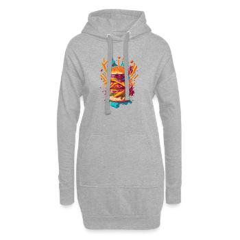 Explosiver PopArt Burger - Hoodie-Kleid - Grau meliert - Vorne