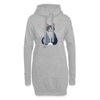 Blaugrauer Katzenfreund Illustration - Hoodie-Kleid - Grau meliert - Vorne