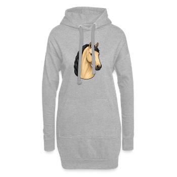 Portrait de cheval Lusitanien isabelle - Sweat-shirt à capuche long Femme - gris chiné - Devant
