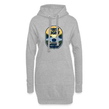 Premier bateau de pêche d’eau douce lancé Premier Bélier - Sweat-shirt à capuche long Femme - gris chiné - Devant