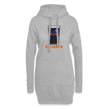 Die Nacht ist jung – Großstadt-Skyline - Hoodie-Kleid - Grau meliert - Vorne