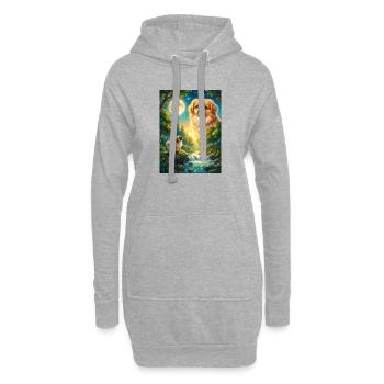 Hurler au Mème de la Lune Chien Pékinois - Sweat-shirt à capuche long Femme - gris chiné - Devant