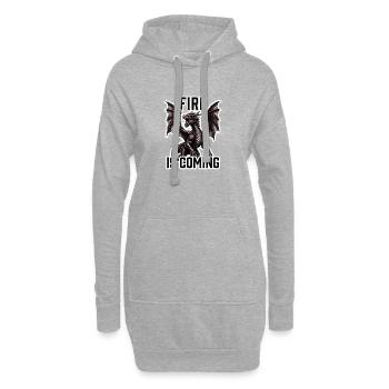 Fire is Coming - Classique RPG fantastique du Dragon Rouge - Sweat-shirt à capuche long Femme - gris chiné - Devant