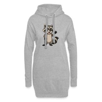 Motif de dessin animé de raton laveur ondulant - Sweat-shirt à capuche long Femme - gris chiné - Devant