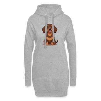 Chemise sourire en dessin animé Teckel mignon - Sweat-shirt à capuche long Femme - gris chiné - Devant