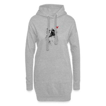 Cadeau de chat en forme d’aquarelle en forme de cœur pour chat - Sweat-shirt à capuche long Femme - gris chiné - Devant
