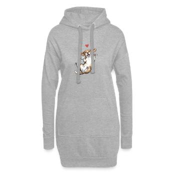 Corgi Hund Glücklich Herz Hundegeschenk - Hoodie-Kleid - Grau meliert - Vorne