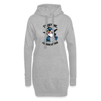 Cooler Pinguin Inline Skater Lustig Comic - Hoodie-Kleid - Grau meliert - Vorne
