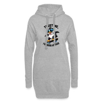 Cooler Pinguin Skateboarder Comic Spruch - Hoodie-Kleid - Grau meliert - Vorne