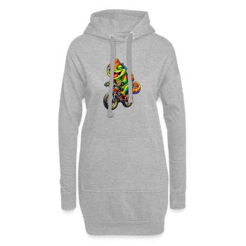 Chamäleon auf dem Fahrrad - Hoodie-Kleid - Grau meliert - Vorne
