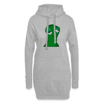 Müde grüne Figur – minimalistischer Cartoon,  Frus - Hoodie-Kleid - Grau meliert - Vorne