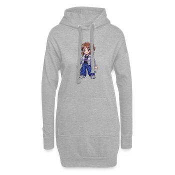 Stargirl in einer glänzenden Bomberjacke - Hoodie-Kleid - Grau meliert - Vorne