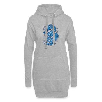 Blue Asian Dragon Tattoo Design - Hoodie Dress - heather grey - Front