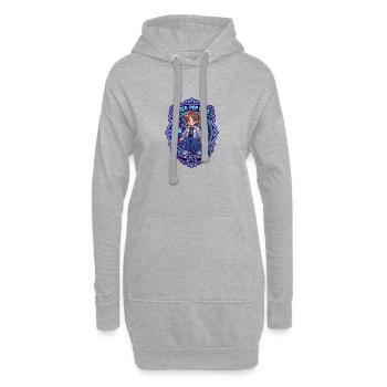 Cyber-Pop Girl im Y2K-Stil und Anime - Hoodie-Kleid - Grau meliert - Vorne