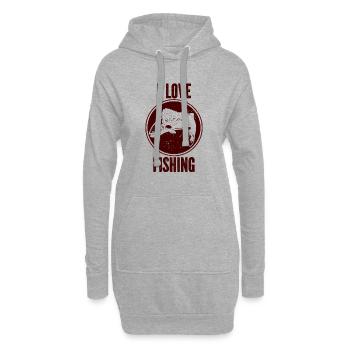 Angler Angelhaken Angelrute Sportfischer - Hoodie-Kleid - Grau meliert - Vorne