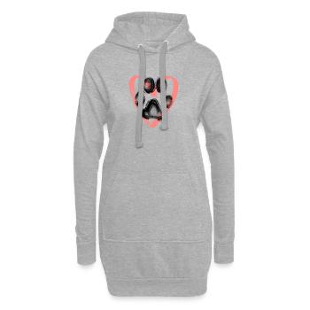 Empreinte de patte avec coeur, rose - Sweat-shirt à capuche long Femme - gris chiné - Devant