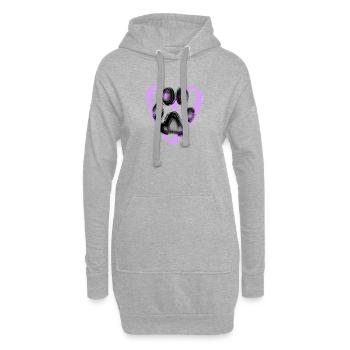 Empreinte de patte avec coeur, violet - Sweat-shirt à capuche long Femme - gris chiné - Devant