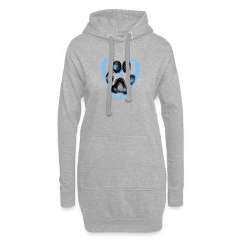 Empreinte de patte avec coeur, bleu - Sweat-shirt à capuche long Femme - gris chiné - Devant