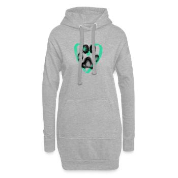 Empreinte de patte avec coeur, turquoise - Sweat-shirt à capuche long Femme - gris chiné - Devant