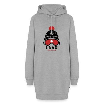 Laax station de ski Suisse Alpes - Sweat-shirt à capuche long Femme - gris chiné - Devant