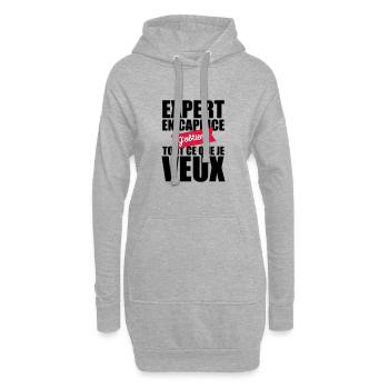 expert en caprice j'obtiens tout ce que je veux - Sweat-shirt à capuche long Femme - gris chiné - Devant