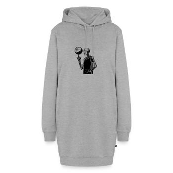 Basketball spielendes Skelett Halloween Style - Hoodie-Kleid - Grau meliert - Vorne