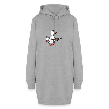 Blanc Evil Oie Canard Canard Oiseau Arme à feu Violence - Sweat-shirt à capuche long Femme - gris chiné - Devant