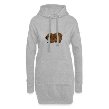 Design avec une rosette cobaye - Sweat-shirt à capuche long Femme - gris chiné - Devant