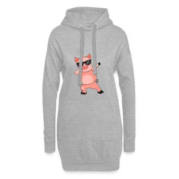 Porc Dabbing vecteur Cooles - Sweat-shirt à capuche long Femme - gris chiné - Devant