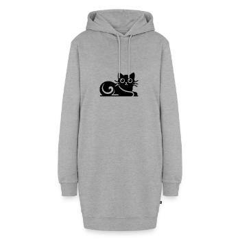 Dessin de chats abstraits mignons - Sweat-shirt à capuche long Femme - gris chiné - Devant