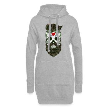 Totenkopf Bart Herz Hipster Skull Fashion Design - Hoodie-Kleid - Grau meliert - Vorne