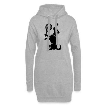 Hund Tennis Silhouette Minimalistisch - Hoodie-Kleid - Grau meliert - Vorne