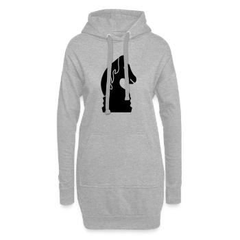 schach_pferd_1c - Hoodie-Kleid - Grau meliert - Vorne
