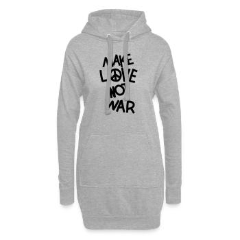 Make love not war - Hoodie-Kleid - Grau meliert - Vorne