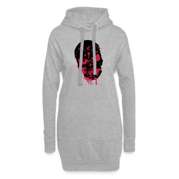 Schädel Kopf Totenkopf Blut Zombie - Hoodie-Kleid - Grau meliert - Vorne