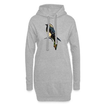 Oiseau - Sweat-shirt à capuche long Femme - gris chiné - Devant