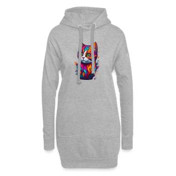 Katze 6 - Hoodie-Kleid - Grau meliert - Vorne