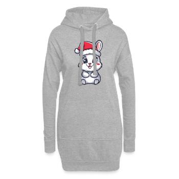 Hase Weihnachten - Hoodie-Kleid - Grau meliert - Vorne