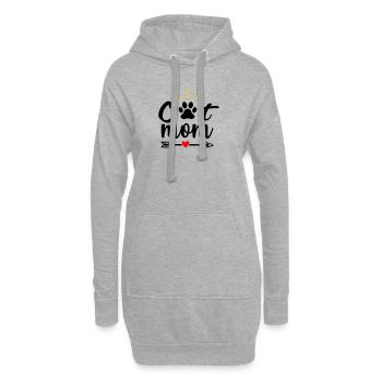 Maman chat - Sweat-shirt à capuche long Femme - gris chiné - Devant