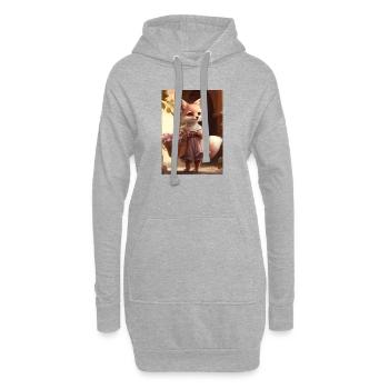 Renarde avec panier de fleurs cadeau - Sweat-shirt à capuche long Femme - gris chiné - Devant