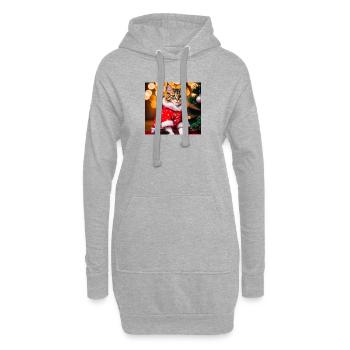 Katze im Pullover - Hoodie-Kleid - Grau meliert - Vorne