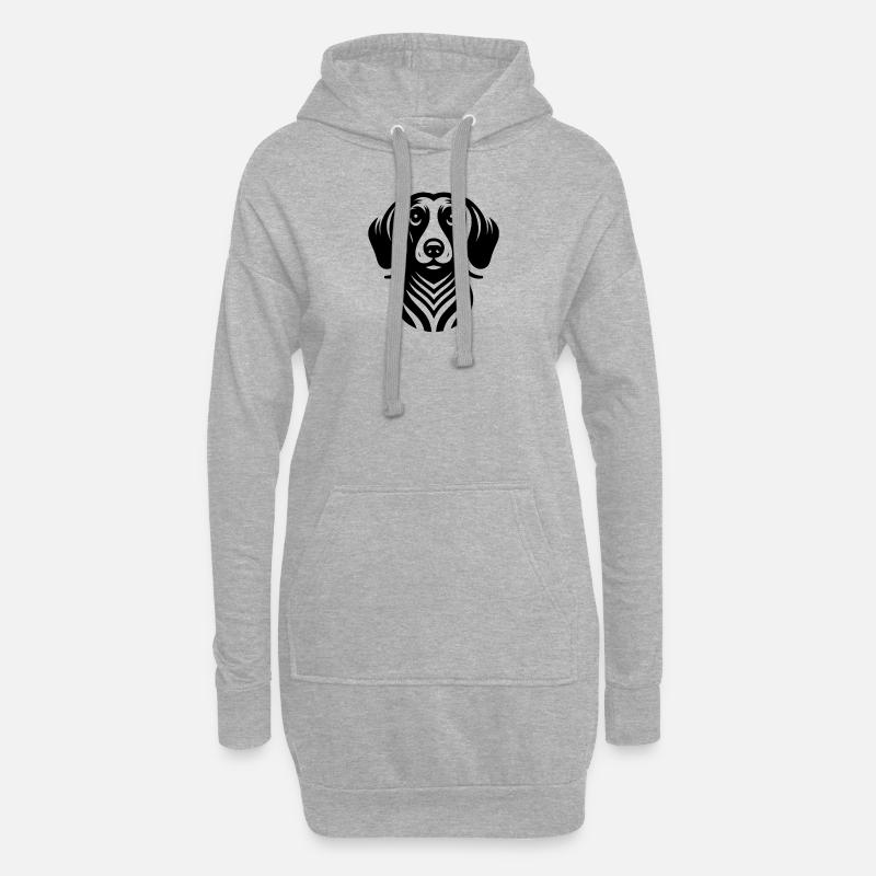 Dackel - Hoodie-Kleid - Grau meliert