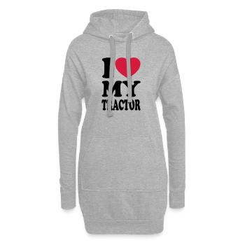I love my tractor - Sweat-shirt à capuche long Femme - gris chiné - Devant