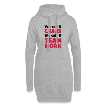 Travail d’équipe - Sweat-shirt à capuche long Femme - gris chiné - Devant