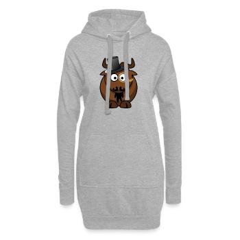 Caricature de buffle avec monocle - Sweat-shirt à capuche long Femme - gris chiné - Devant