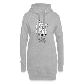 chagrin d'amour maux de tête - Sweat-shirt à capuche long Femme - gris chiné - Devant