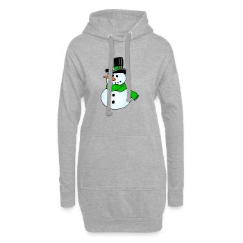 Bonhomme de neige avec écharpe verte et chapeau - Sweat-shirt à capuche long Femme - gris chiné - Devant