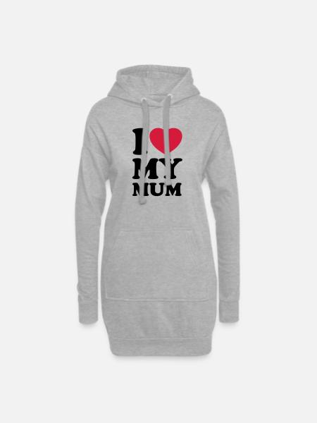 I love my mum - Ich liebe meine Mama - Hoodie-Kleid - Grau meliert