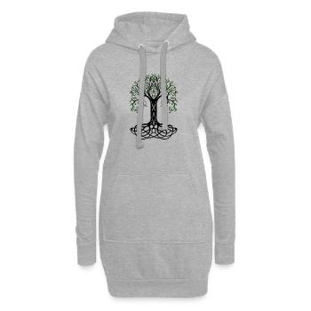 Arbre de vie - Sweat-shirt à capuche long Femme - gris chiné - Devant