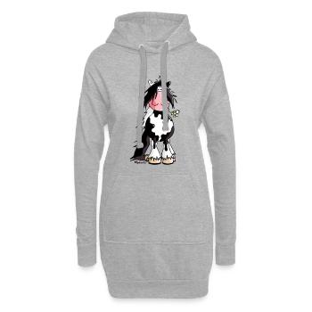 Gypsy Cob - Irish Cob – Pinto – Cheval - Sweat-shirt à capuche long Femme - gris chiné - Devant
